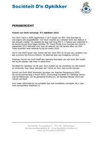 Opkikker Bokaal naar Yanick van Osch van RKC Waalwijk